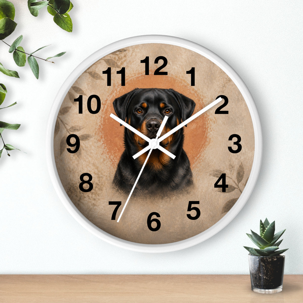 Silent Rottweiler Wall Clock – 10 in