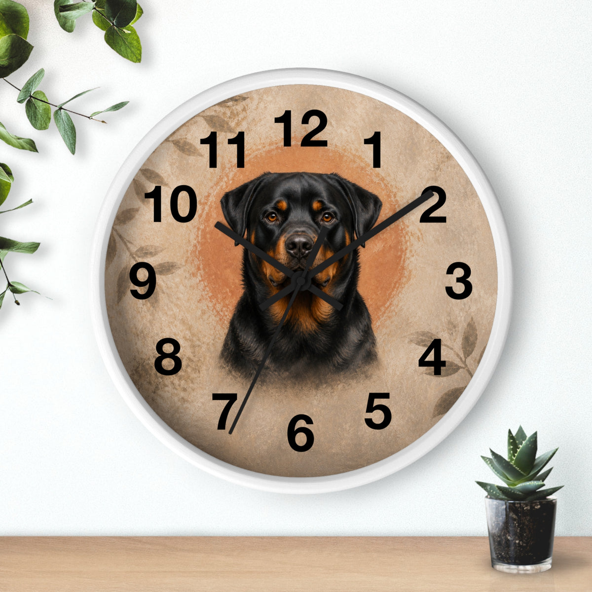 Silent Rottweiler Wall Clock – 10 in