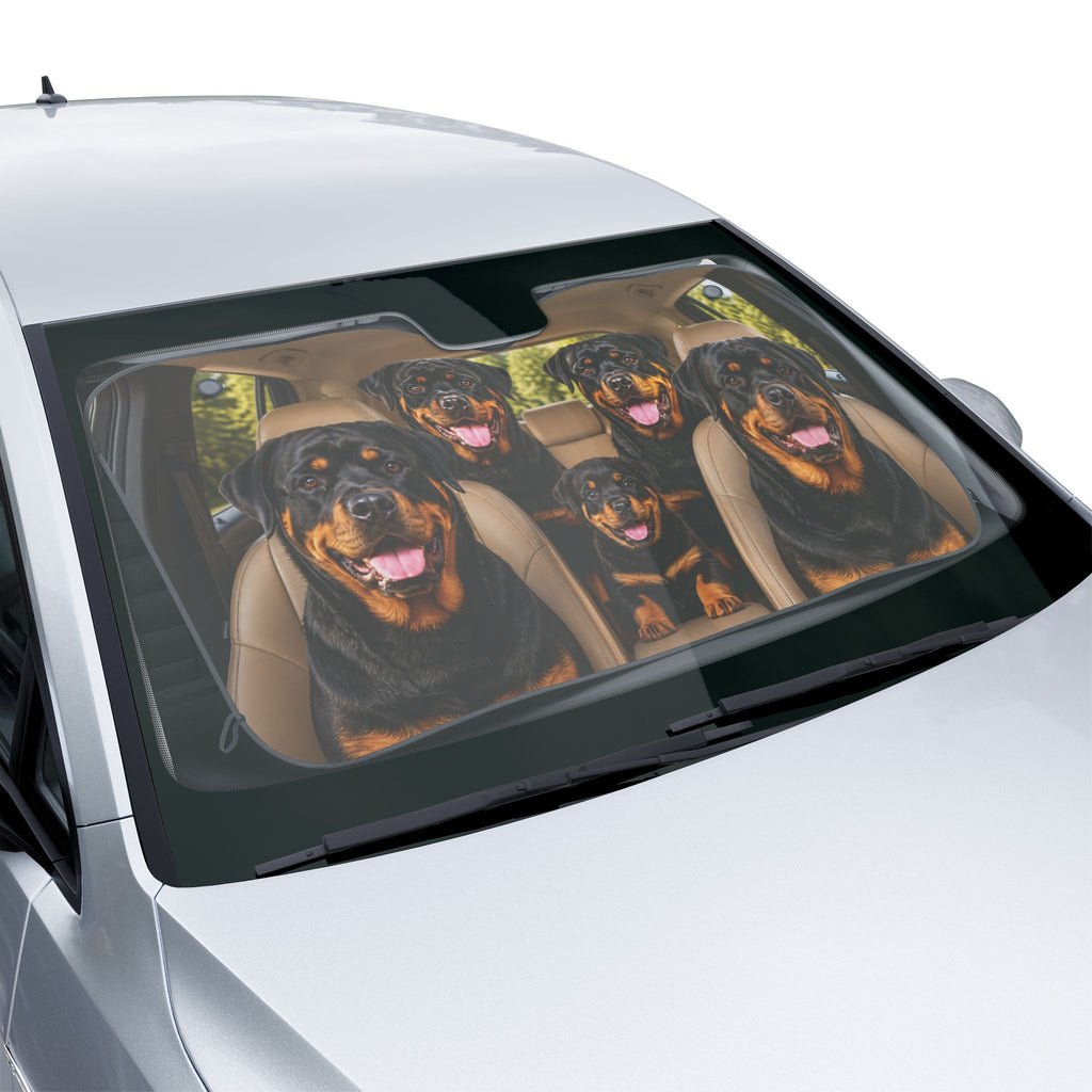 Rottweiler Car Windshield Sun Shade – 30 × 55 in