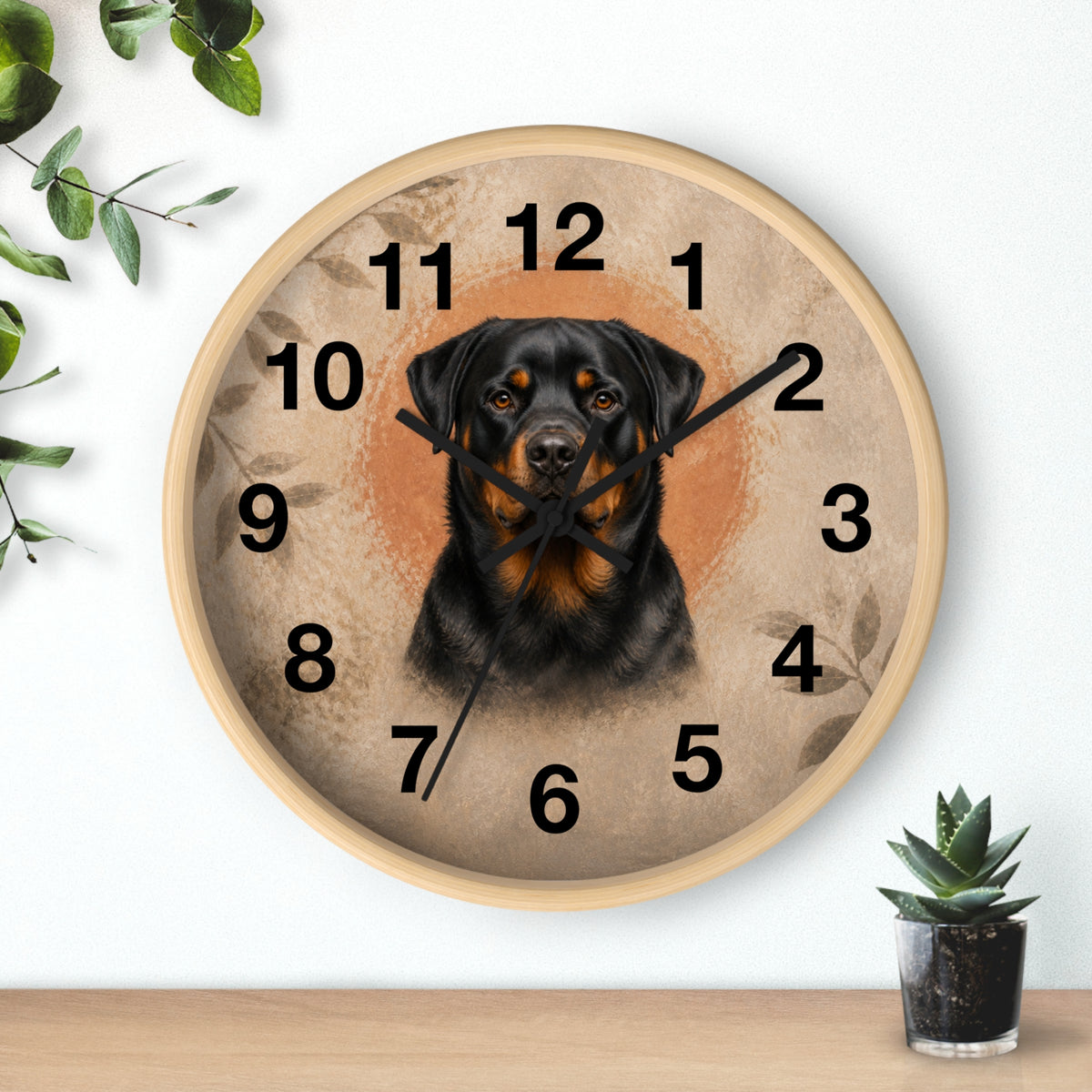 Silent Rottweiler Wall Clock – 10 in