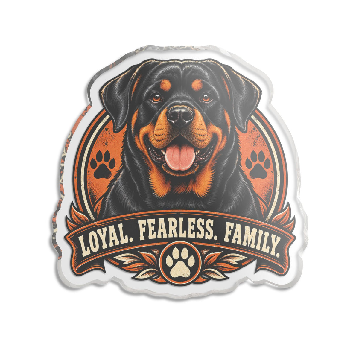 Loyal Fearless Family Rottweiler Acrylic Statue – 5 in
