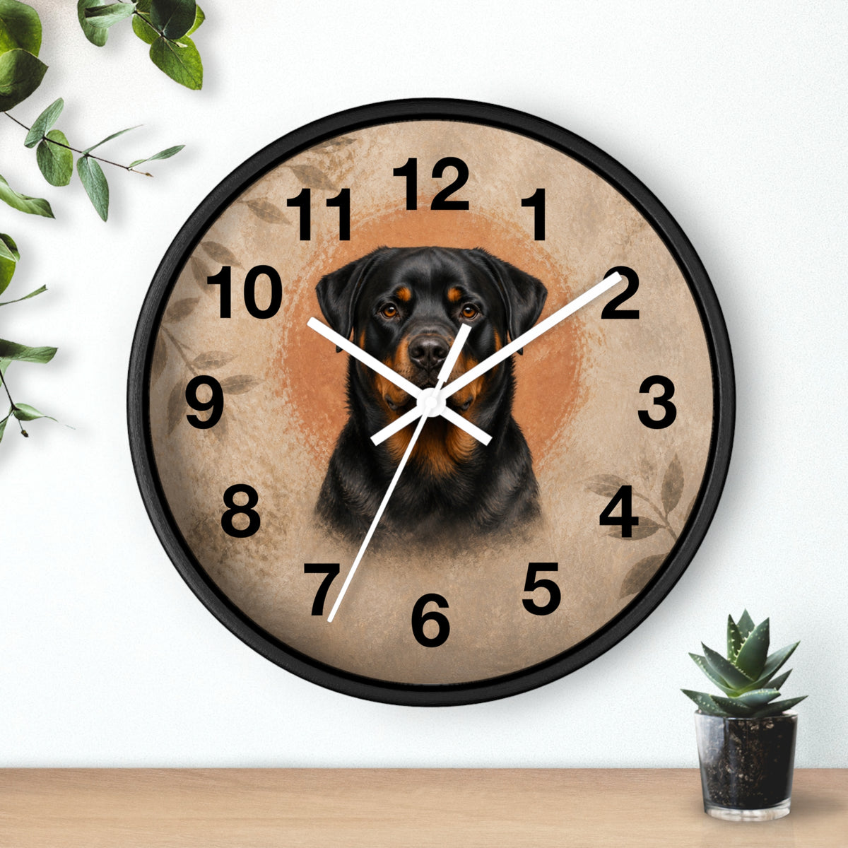 Silent Rottweiler Wall Clock – 10 in