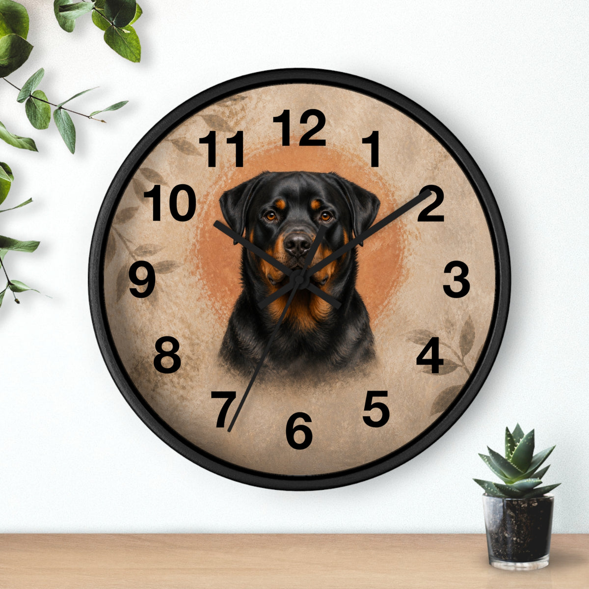 Silent Rottweiler Wall Clock – 10 in