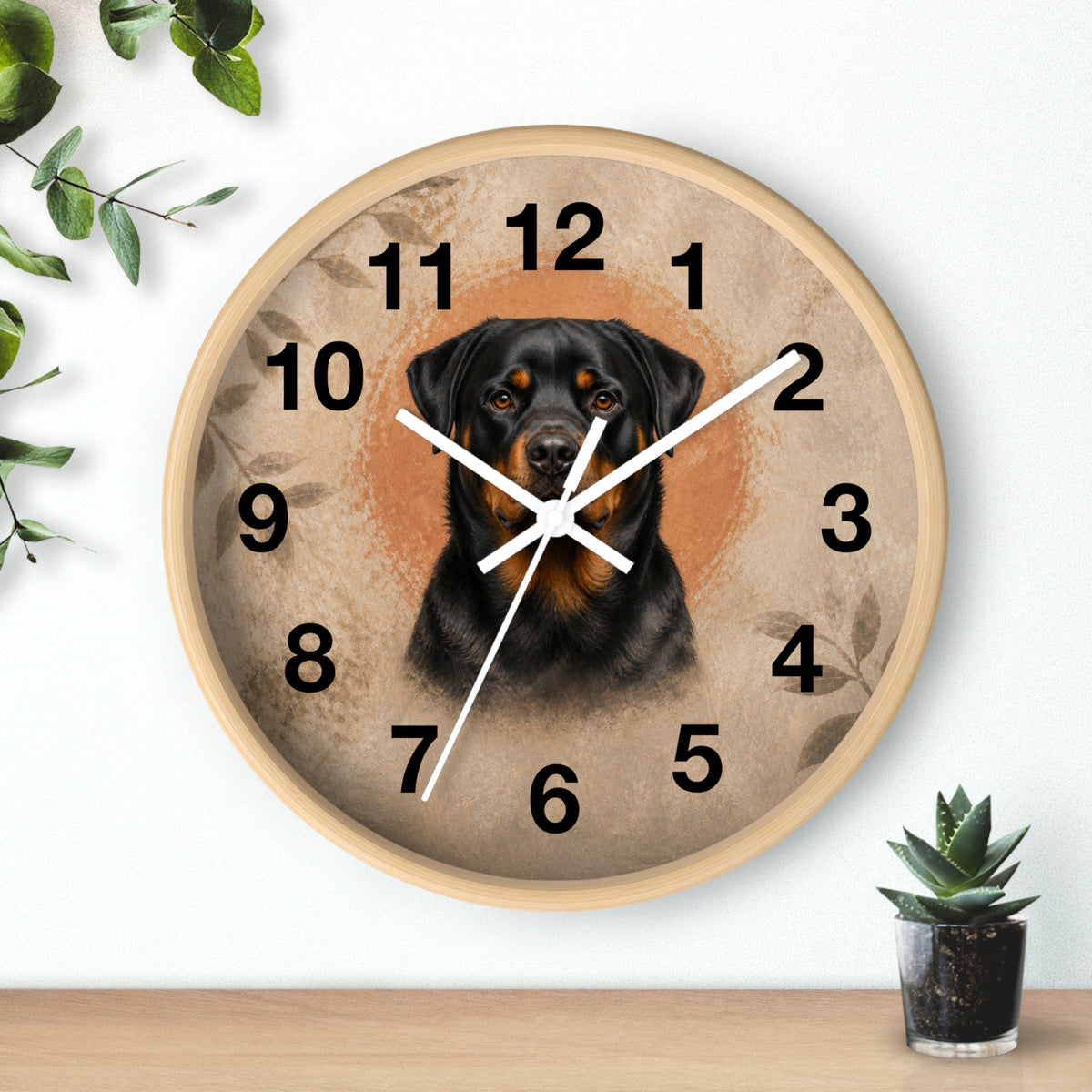 Silent Rottweiler Wall Clock – 10 in